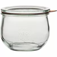 Zavařovací sklenice Weck 500 ml, tulipánový tvar, s víčkem, těsněním a svorkami, sada 4 ks